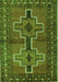 Serging Thickness of Machine Washable Persian Green Traditional Area Rugs, wshtr2860grn