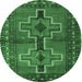 Round Persian Emerald Green Traditional Rug, tr2860emgrn