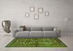 Machine Washable Persian Green Traditional Area Rugs in a Living Room,, wshtr2860grn