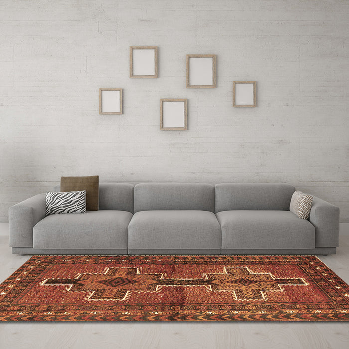Machine Washable Persian Brown Traditional Rug in a Living Room,, wshtr2860brn