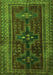 Serging Thickness of Machine Washable Persian Green Traditional Area Rugs, wshtr2861grn