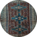 Round Persian Light Blue Traditional Rug, tr2861lblu