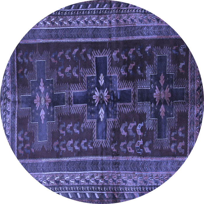 Round Machine Washable Persian Blue Traditional Rug, wshtr2861blu