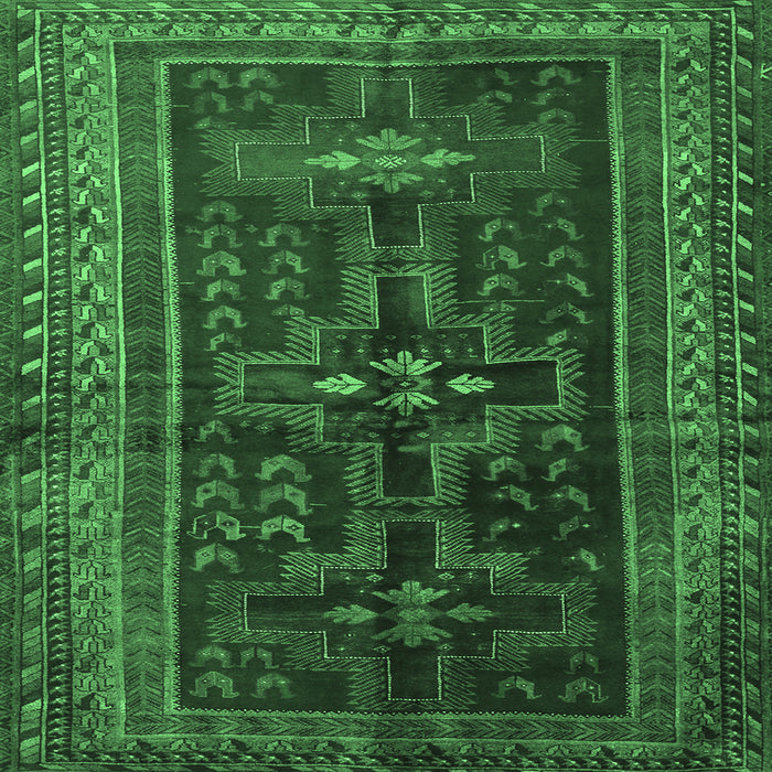 Square Persian Emerald Green Traditional Rug, tr2861emgrn