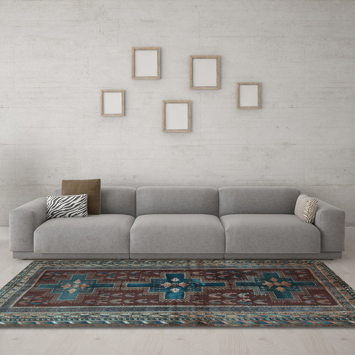 Machine Washable Persian Light Blue Traditional Rug in a Living Room, wshtr2861lblu
