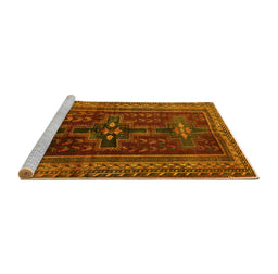 Sideview of Machine Washable Persian Yellow Traditional Rug, wshtr2861yw