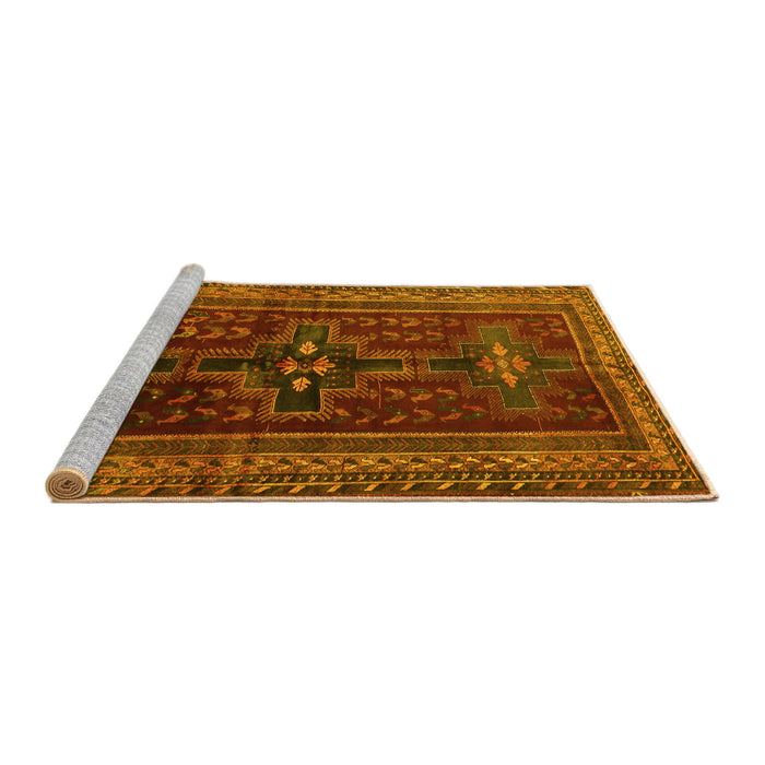 Sideview of Machine Washable Persian Yellow Traditional Rug, wshtr2861yw