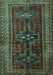 Machine Washable Persian Turquoise Traditional Area Rugs, wshtr2861turq