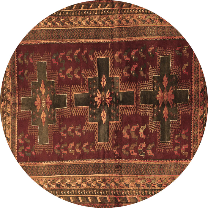 Round Persian Brown Traditional Rug, tr2861brn