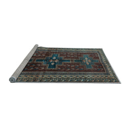 Sideview of Machine Washable Persian Light Blue Traditional Rug, wshtr2861lblu