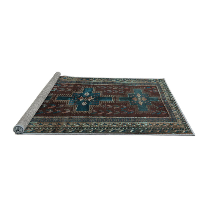 Sideview of Machine Washable Persian Light Blue Traditional Rug, wshtr2861lblu