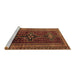 Sideview of Machine Washable Persian Brown Traditional Rug, wshtr2861brn