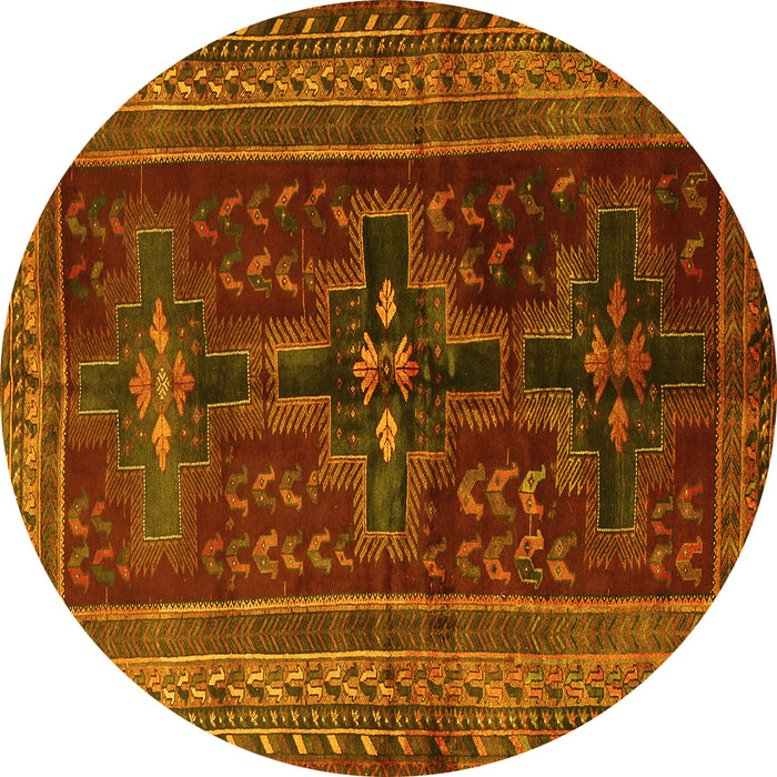 Round Persian Yellow Traditional Rug, tr2861yw