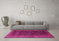 Machine Washable Persian Pink Traditional Rug, wshtr2861pnk