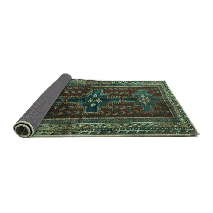 Sideview of Persian Turquoise Traditional Rug, tr2861turq