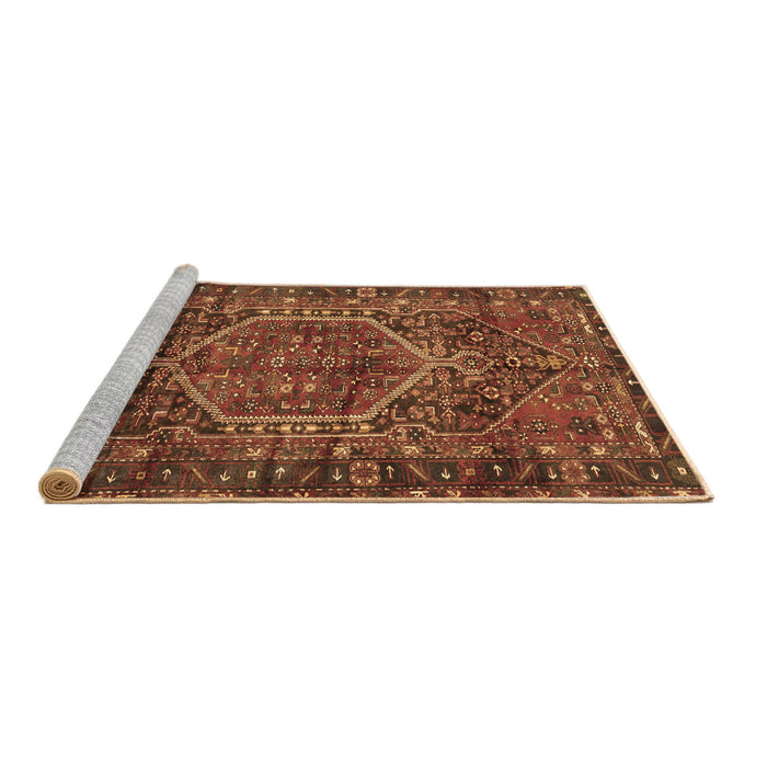 Sideview of Machine Washable Persian Brown Traditional Rug, wshtr2862brn