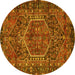 Round Machine Washable Persian Yellow Traditional Rug, wshtr2862yw