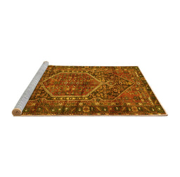 Sideview of Machine Washable Persian Yellow Traditional Rug, wshtr2862yw
