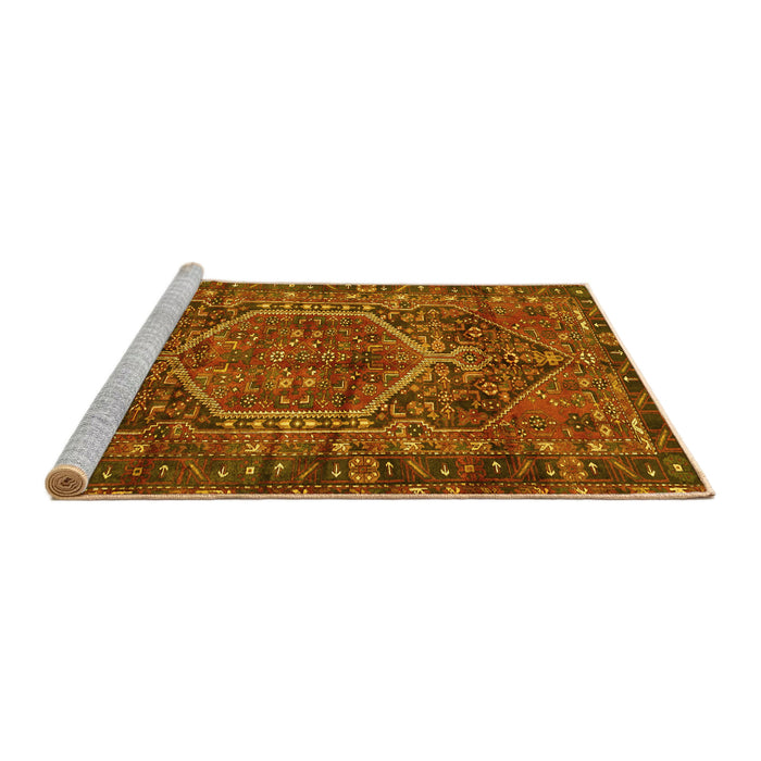 Sideview of Machine Washable Persian Yellow Traditional Rug, wshtr2862yw