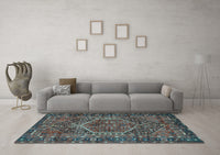 Machine Washable Persian Light Blue Traditional Rug, wshtr2862lblu