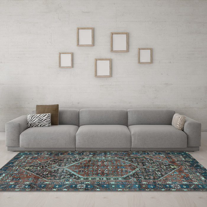 Machine Washable Persian Light Blue Traditional Rug in a Living Room, wshtr2862lblu