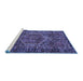 Sideview of Machine Washable Persian Blue Traditional Rug, wshtr2862blu