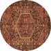 Round Machine Washable Persian Brown Traditional Rug, wshtr2862brn