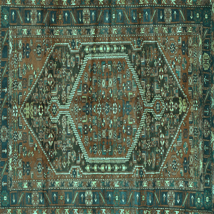 Square Machine Washable Persian Turquoise Traditional Area Rugs, wshtr2862turq
