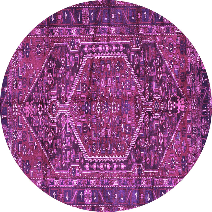 Round Machine Washable Persian Purple Traditional Area Rugs, wshtr2862pur