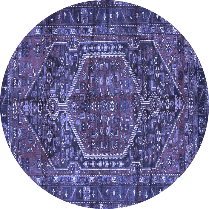 Round Machine Washable Persian Blue Traditional Rug, wshtr2862blu
