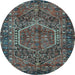 Round Persian Light Blue Traditional Rug, tr2862lblu