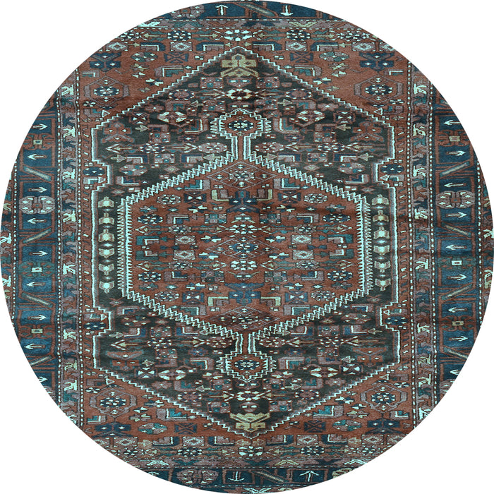 Round Machine Washable Persian Light Blue Traditional Rug, wshtr2862lblu