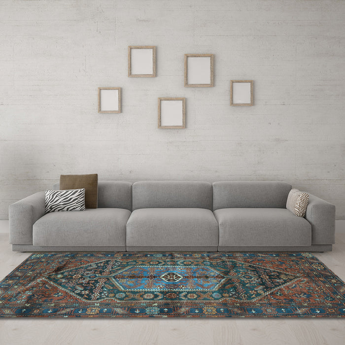 Machine Washable Persian Light Blue Traditional Rug in a Living Room, wshtr2863lblu