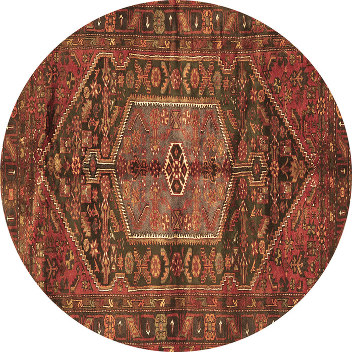Round Machine Washable Persian Brown Traditional Rug, wshtr2863brn