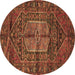 Round Machine Washable Persian Brown Traditional Rug, wshtr2863brn