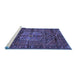 Sideview of Machine Washable Persian Blue Traditional Rug, wshtr2863blu