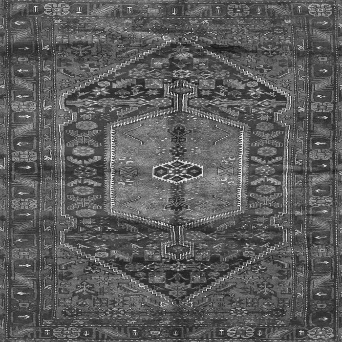 Round Machine Washable Persian Gray Traditional Rug, wshtr2863gry