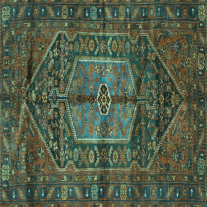 Square Machine Washable Persian Turquoise Traditional Area Rugs, wshtr2863turq
