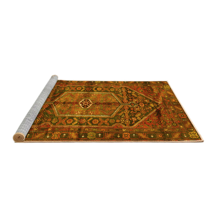 Sideview of Machine Washable Persian Yellow Traditional Rug, wshtr2863yw