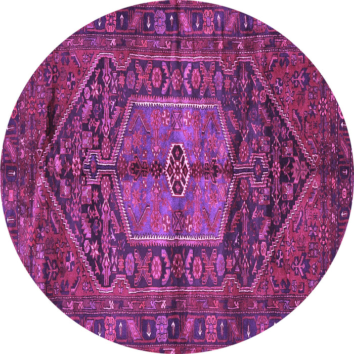 Round Machine Washable Persian Purple Traditional Area Rugs, wshtr2863pur