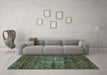 Machine Washable Persian Turquoise Traditional Area Rugs in a Living Room,, wshtr2863turq