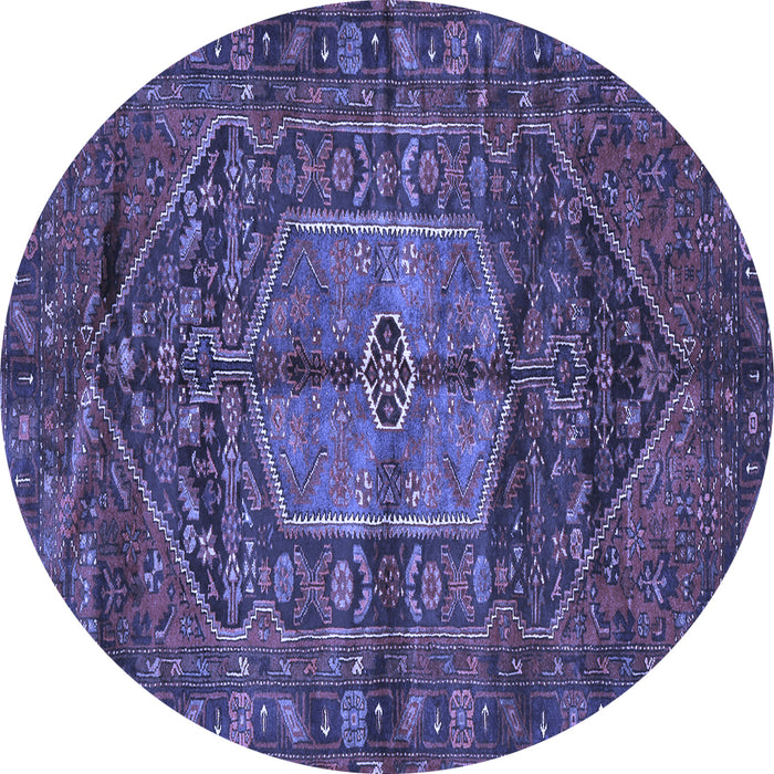 Round Persian Blue Traditional Rug, tr2863blu