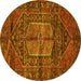 Round Persian Yellow Traditional Rug, tr2863yw