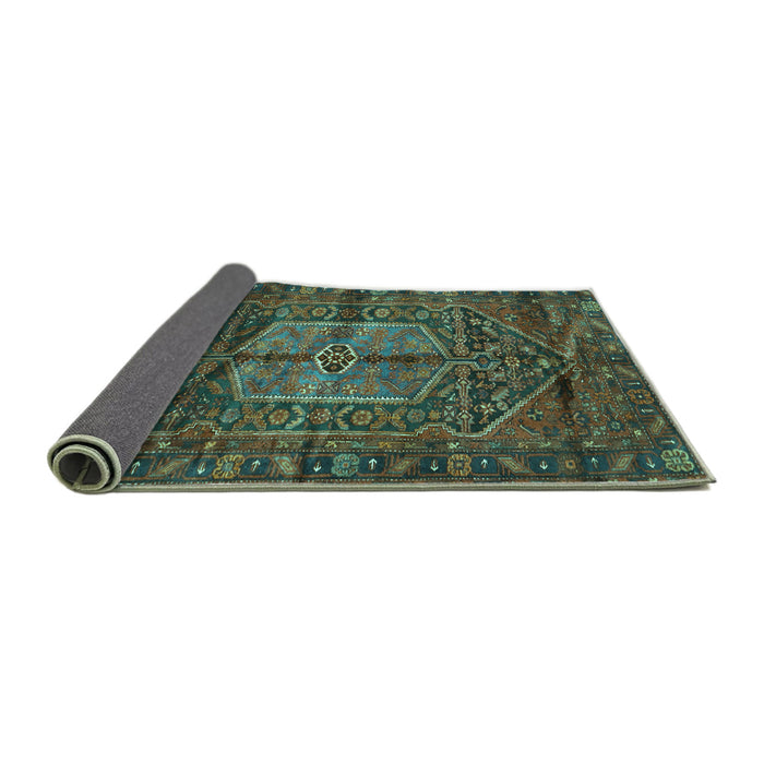 Sideview of Persian Turquoise Traditional Rug, tr2863turq