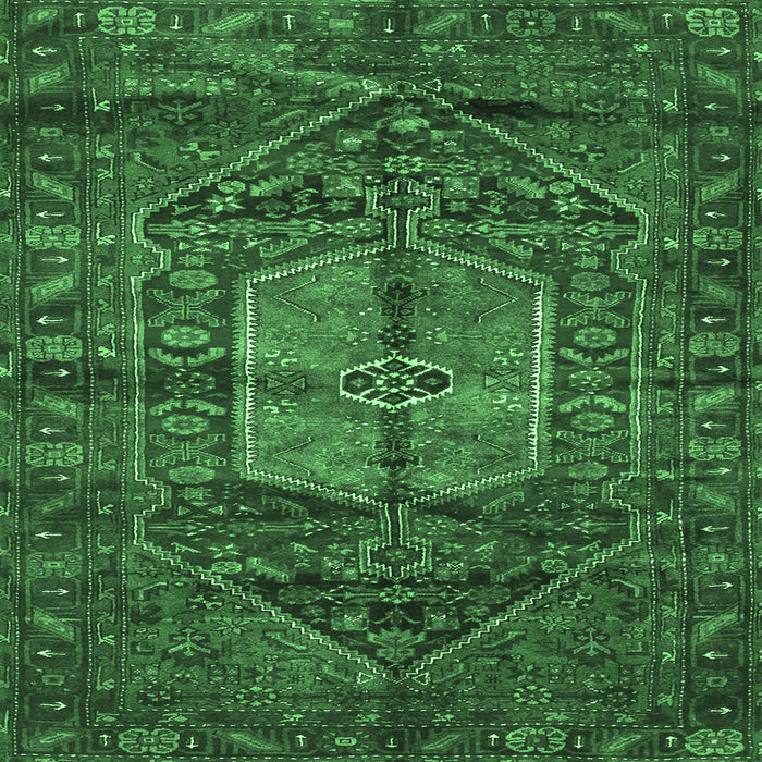 Square Machine Washable Persian Emerald Green Traditional Area Rugs, wshtr2863emgrn