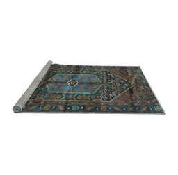 Sideview of Machine Washable Persian Light Blue Traditional Rug, wshtr2863lblu