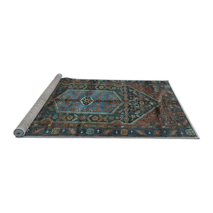Sideview of Machine Washable Persian Light Blue Traditional Rug, wshtr2863lblu