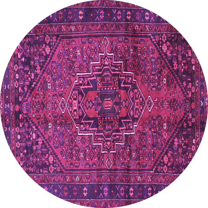 Round Machine Washable Persian Purple Traditional Area Rugs, wshtr2864pur