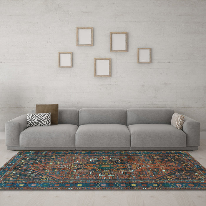 Machine Washable Persian Light Blue Traditional Rug in a Living Room, wshtr2864lblu