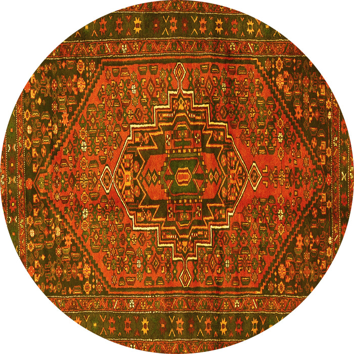 Round Persian Yellow Traditional Rug, tr2864yw
